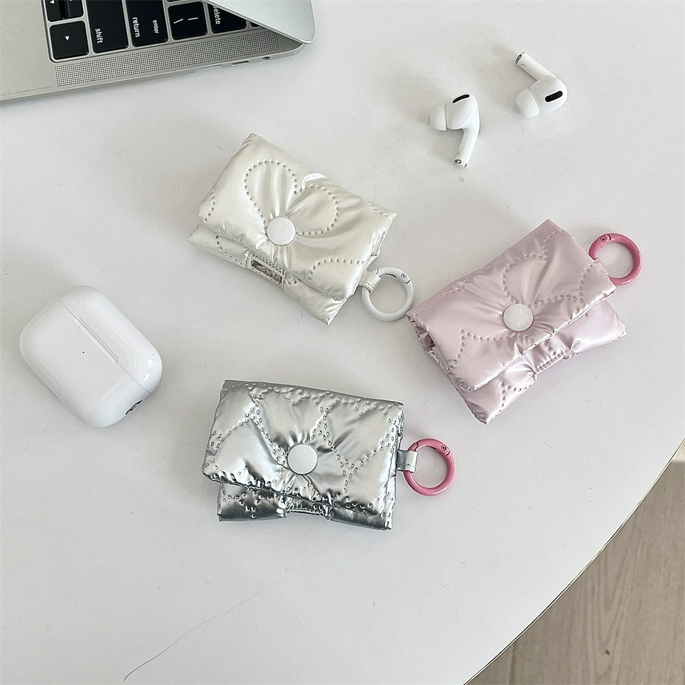 Защитный чехол для наушников (совместим с Apple), с бантом, стёганый мешочек и кольцо