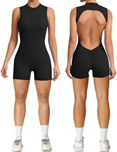 E 24146 Sleeves Hollow-Out Yoga Jumpsuit �٤�B�w��