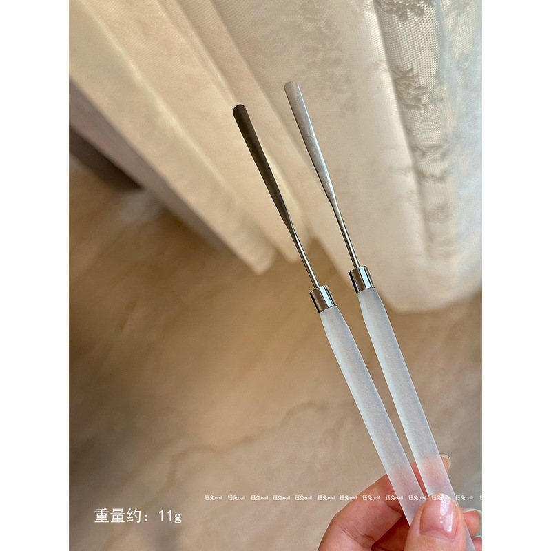 日系调胶棒美甲调色棒原木磨砂亚克力笔杆不锈钢甲油胶取胶棒工具|undefined