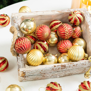 Christmas Tree Boxed Ball 6Cm8Cm Champagne Color Red Gold Painted Ball Pendant Cross-Border Hanging Ball Christmas Decorations