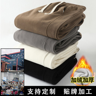 Customized Lamb Fleece Winter Men's Sweatpants Trendy All-match Bunched Foot Fleece-lined Thickened Sports Pants Simple Warm Wool Pants