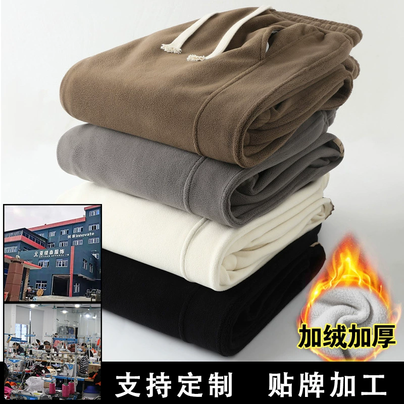 Изготовленные на заказ зимние мужские спортивные штаны из овечьего флиса Модные универсальные утолщенные спортивные штаны на флисовой подкладке Простые теплые шерстяные штаны