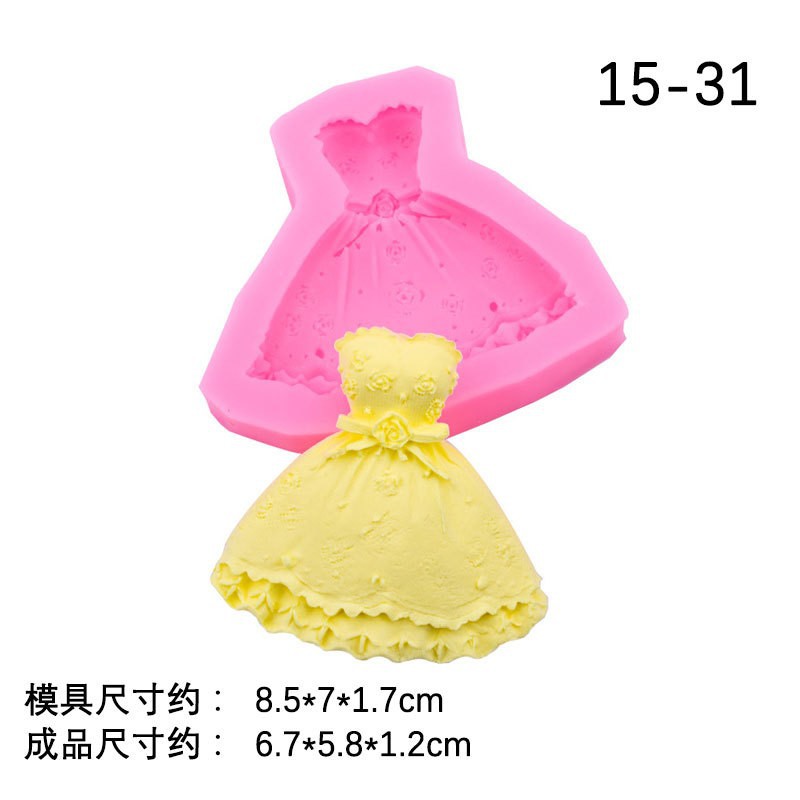 DIY New Wedding tube top dress evening dress Princess dress chocolate silicone mold evening dress baking soft pottery mold