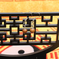 925 Silver 8mm Round Bead Bohemian-Style Cute Earrings with Lightning-Inspired Design, Perfect for Live Streaming