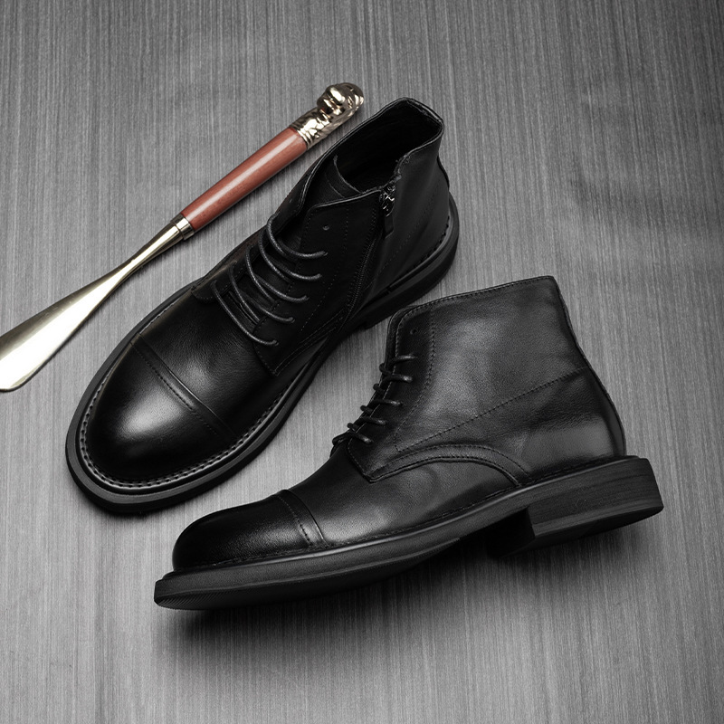 Factory Direct supply Martin boots men's high-top British style vintage genuine leather winter fleece-lined warm short boots overalls boots wholesale