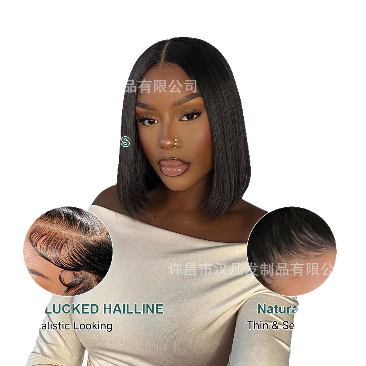 100% cabello humano cabello real 4x4bob pelucas rectas europeas y estadounidenses pelucas transfronterizas Xu Chang pelucas