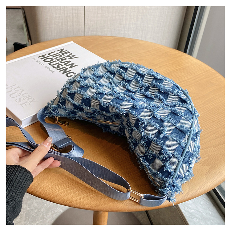 Denim Patchwork Shoulder Crossbody Bag For Women Stylish Canvas_voghion.com