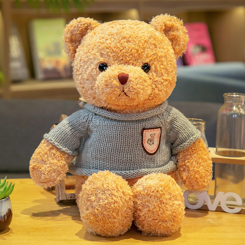 Teddy Bear Plush Doll Children's Pillow Stuffed Toy Birthday Gift Plush Toy Wholesale Clothes Mini