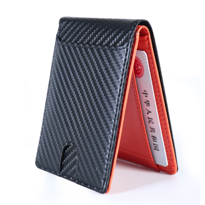 Transfronterizo nuevo RFID antirrobo cepillo hombres cartera multi-Tarjeta titular de la tarjeta de los hombres al por mayor titular de la tarjeta de fibra de carbono clip de belleza