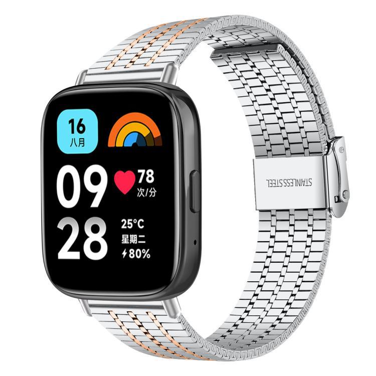 xDfind 7 cuentas de hebilla correa de acero inoxidable para Redmi Watch 3 / Xiaomi pulsera 9 Pro /