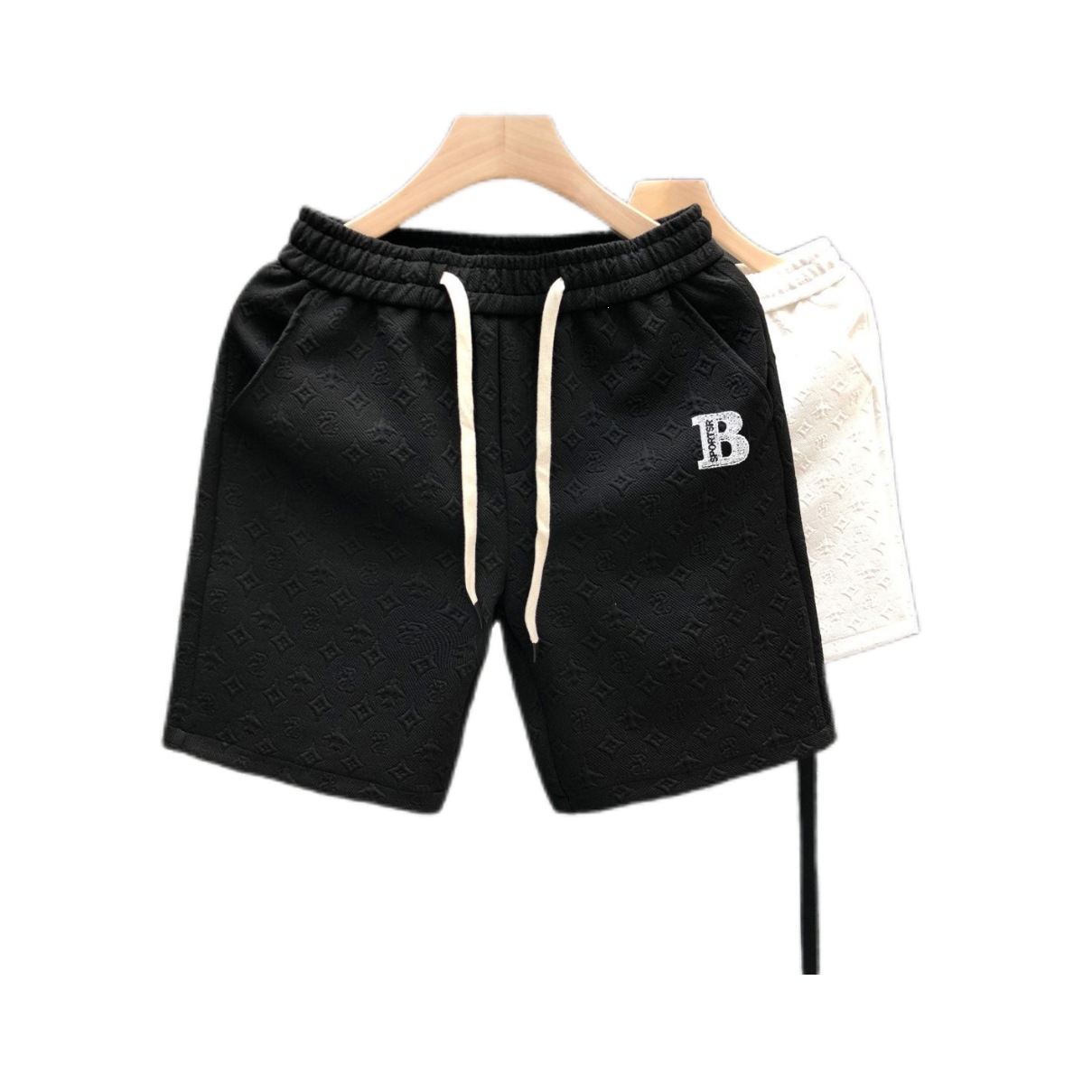 Men's High-End Summer Casual Shorts Trendy Brand Affordable Luxury For Beach Sports And Running Mid Waist Loose Fit Drawstring_viptrois.com