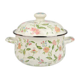 加厚搪瓷汤锅珐琅锅平底双耳炖锅高柿锅珐琅锅家用煲中药锅燃气电