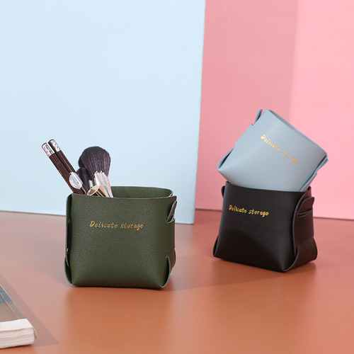 Gunus Nordic ins creative leather pen holder desktop cosmetics jewelry entrance key leather storage box
