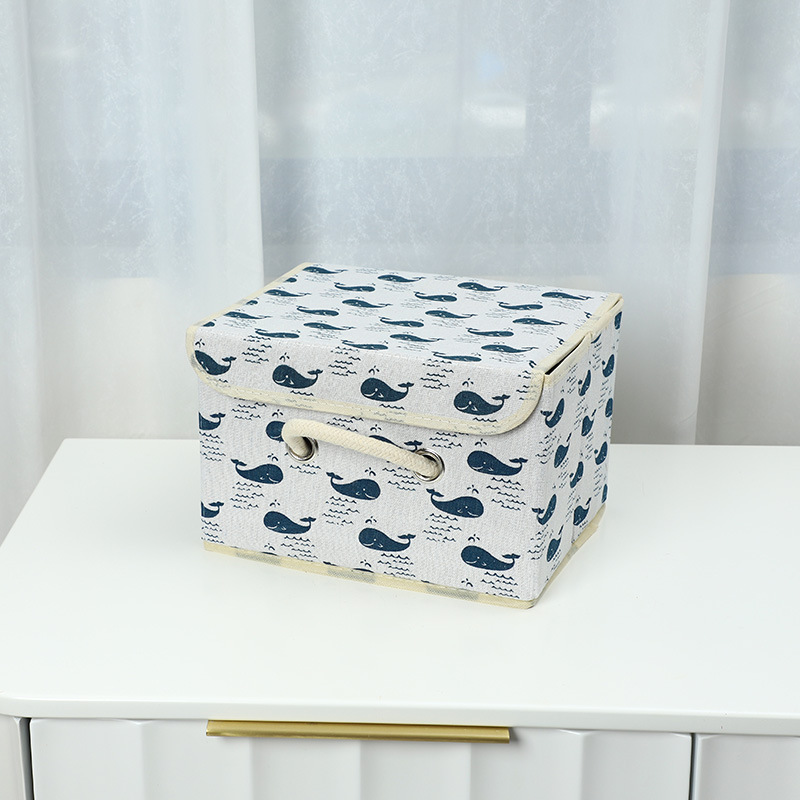 Caja de almacenamiento de tela de lino de algodón cubierta de tamaño pequeño grande caja de almacenamiento de ropa interior caja de almacenamiento de ropa no tejida image 5