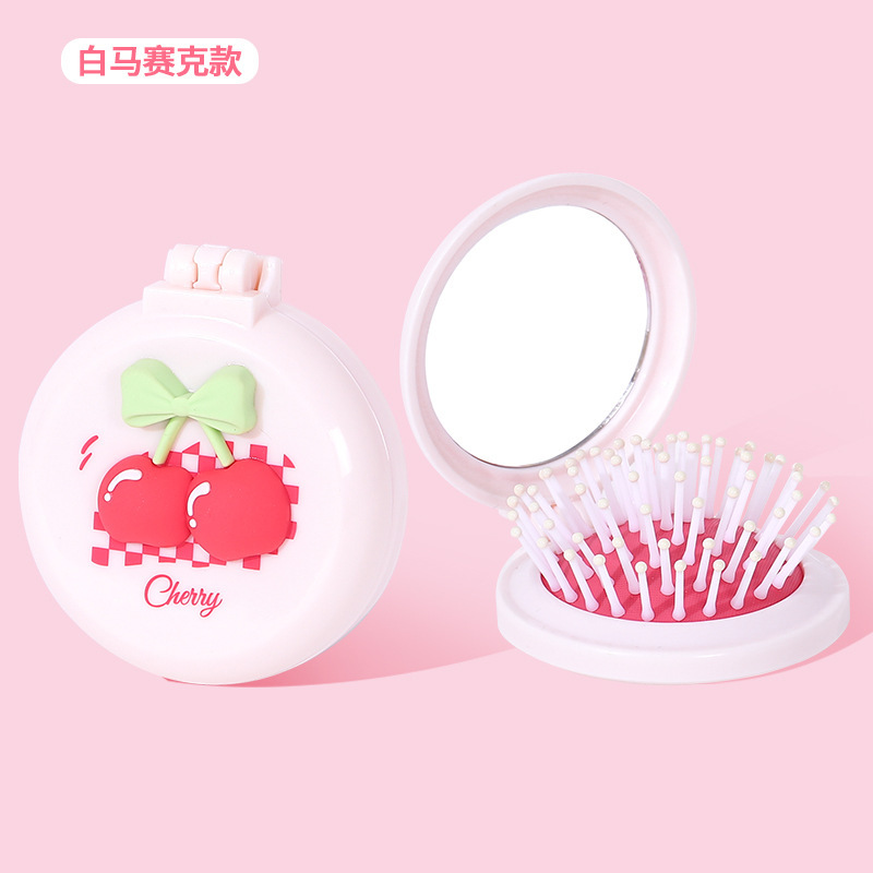 さくらんぼ紅櫛家庭用頭皮マッサージエアバッグ櫛ふわふわ巻き髪櫛携帯折り畳みエアマット櫛清潔爪付き|undefined