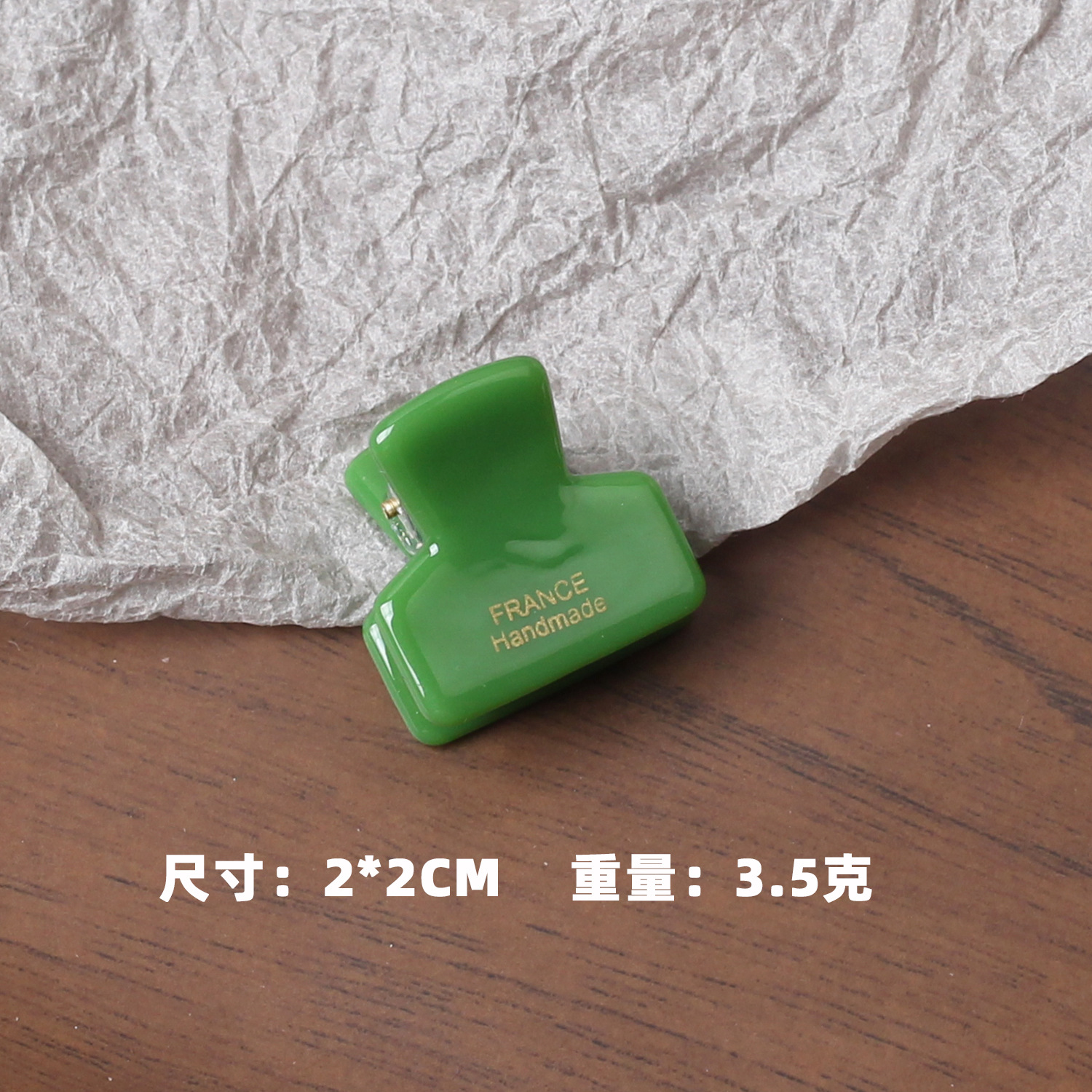 Pinza de pelo mini con etiqueta dorada coreana FRANCE 2024, color sólido efecto tortuga, para flequillo.