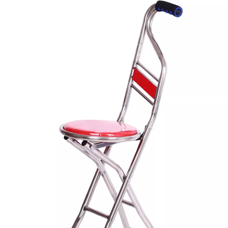 Crutch chair crutches old man walking stick four-legged multifunctional with stool anti-skid old man can sit folding crutches