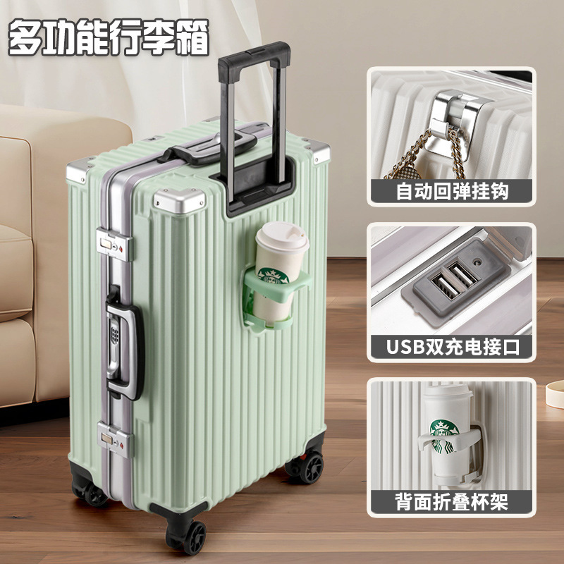 Cup Holder Luggage Case Password Box Universal Wheel Aluminum Frame 24 New 26 Suitcase Large Capacity