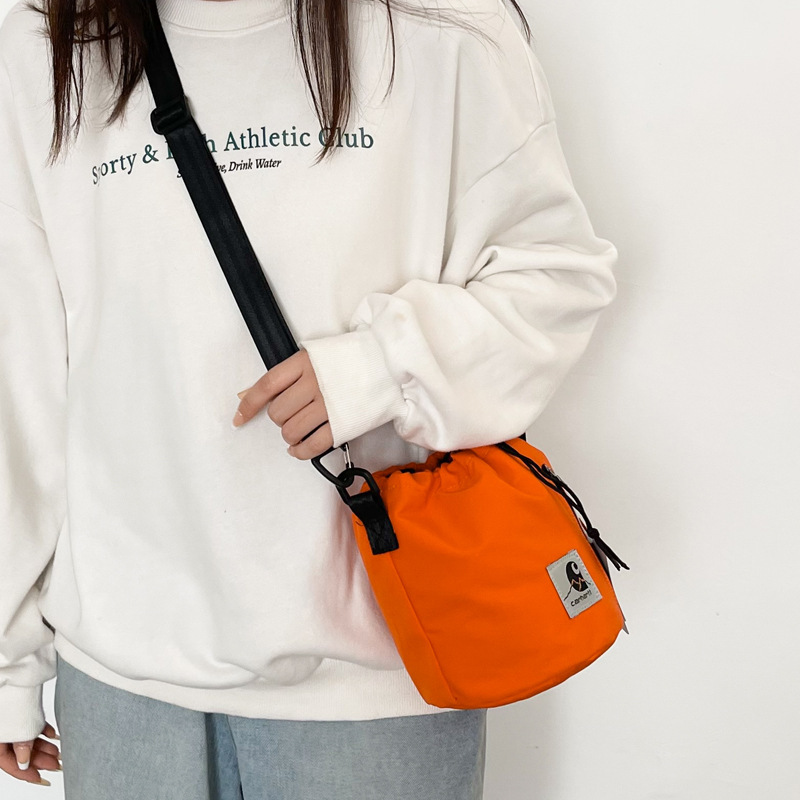 Carhartt Men's and Women's Same Style Bucket Drawstring Crossbody Bag New Trendy Solid Color Large Capacity Shoulder Crossbody Bag Wholesale