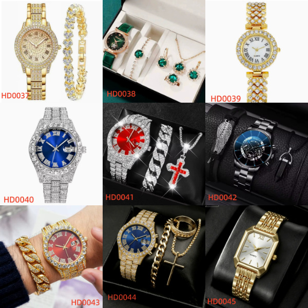 Trendy Best-Selling Roman Numeral Luxury Diamond-Studded Cuban Bracelet with Women's Watch Fashionable Hip-Hop Steel Watch
