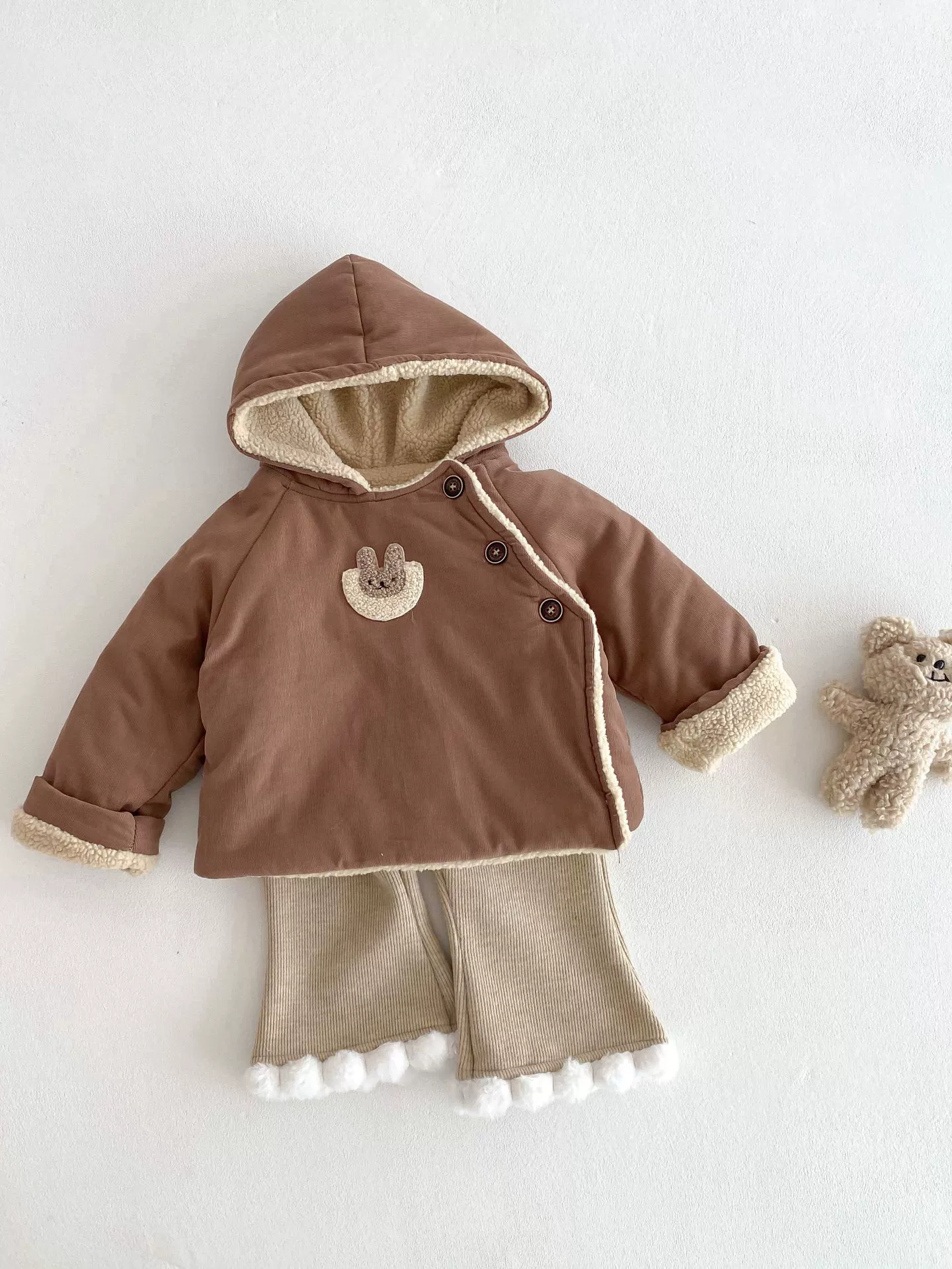 Детская зимняя бархатная пуховка с fleece термобельем