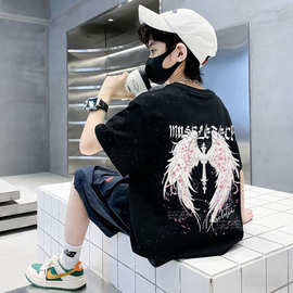现货童装纯棉夏季新款儿童短袖t恤衫男童学院风上衣宝宝衣服户外