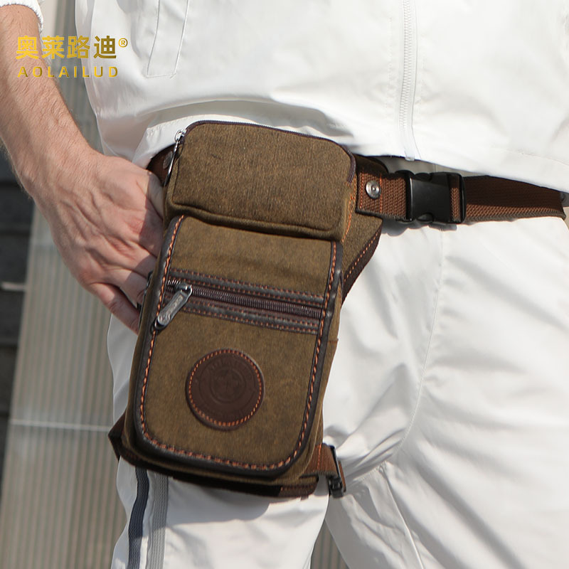 Factory wholesale fashion messenger bag leg bag European and American retro bag vertical square zipper wear-resistant canvas bag men