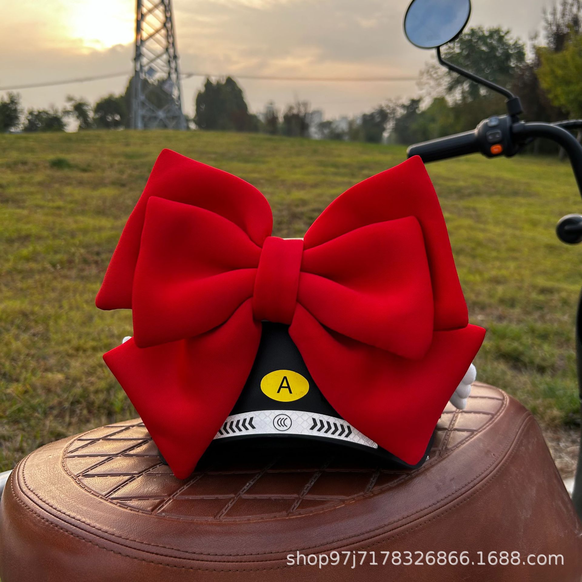 Motuoche – Electric Car Decoration Auto Parts and Accessories - dark-red-27cm-bow