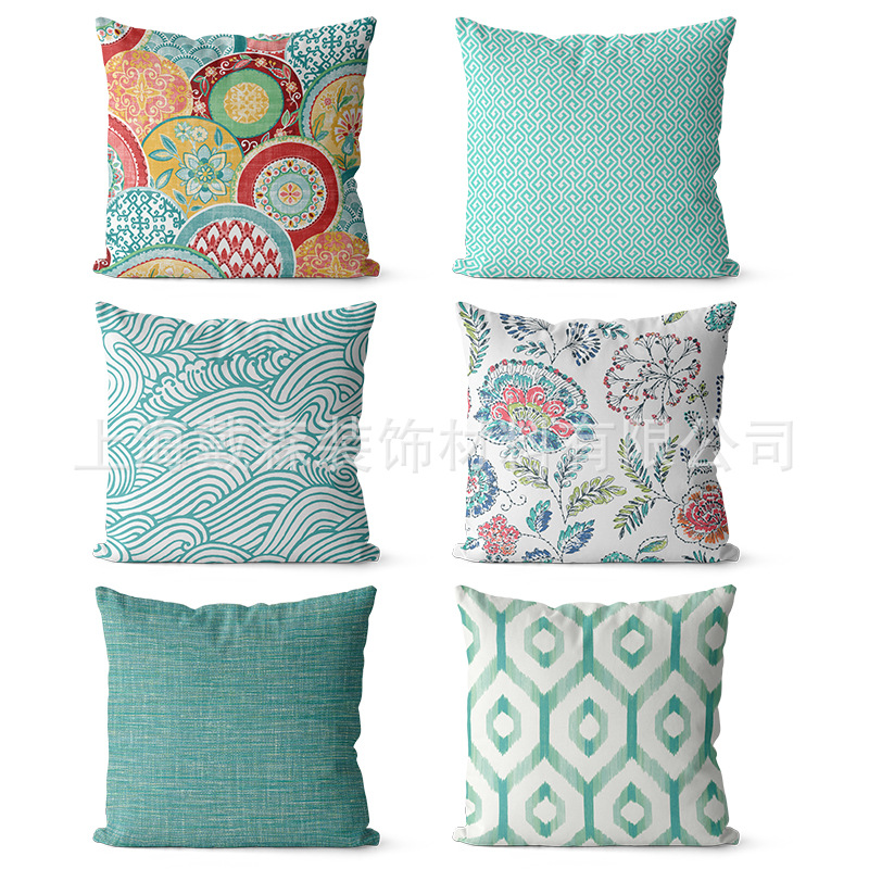 Chinese-style Xiangyun Pattern Cotton and Linen Pillow Japanese-style Cushion Sofa Pillow Case Bedside Large Backrest Decorative Waist Pillow