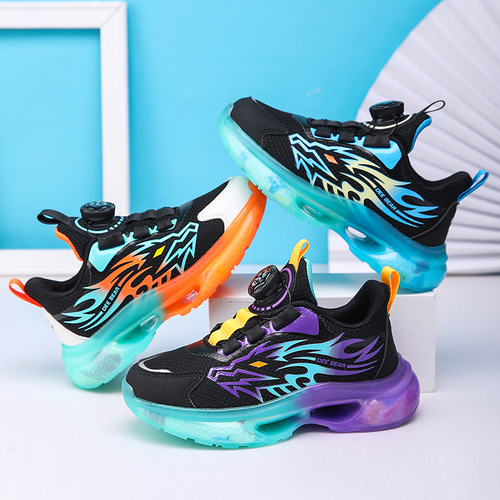 Children's 2025 Rotation Latch Sports Shoes for Big Kids, Boys, Soft Sole, Thick Sole, Non-slip, Breathable