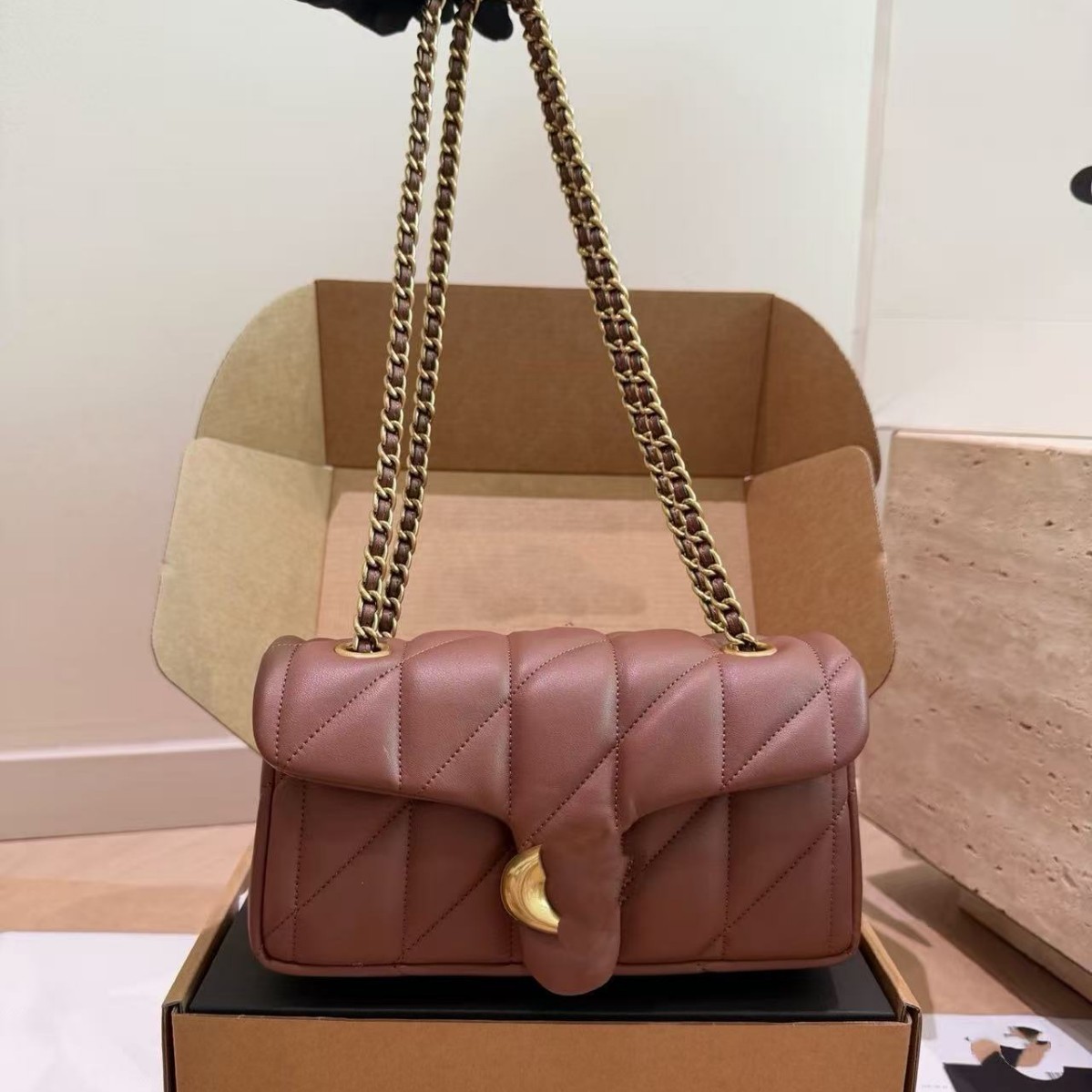 蔻C腋下包tabby20酒神包时尚菱格羊皮链条包单肩手提斜挎女包外贸