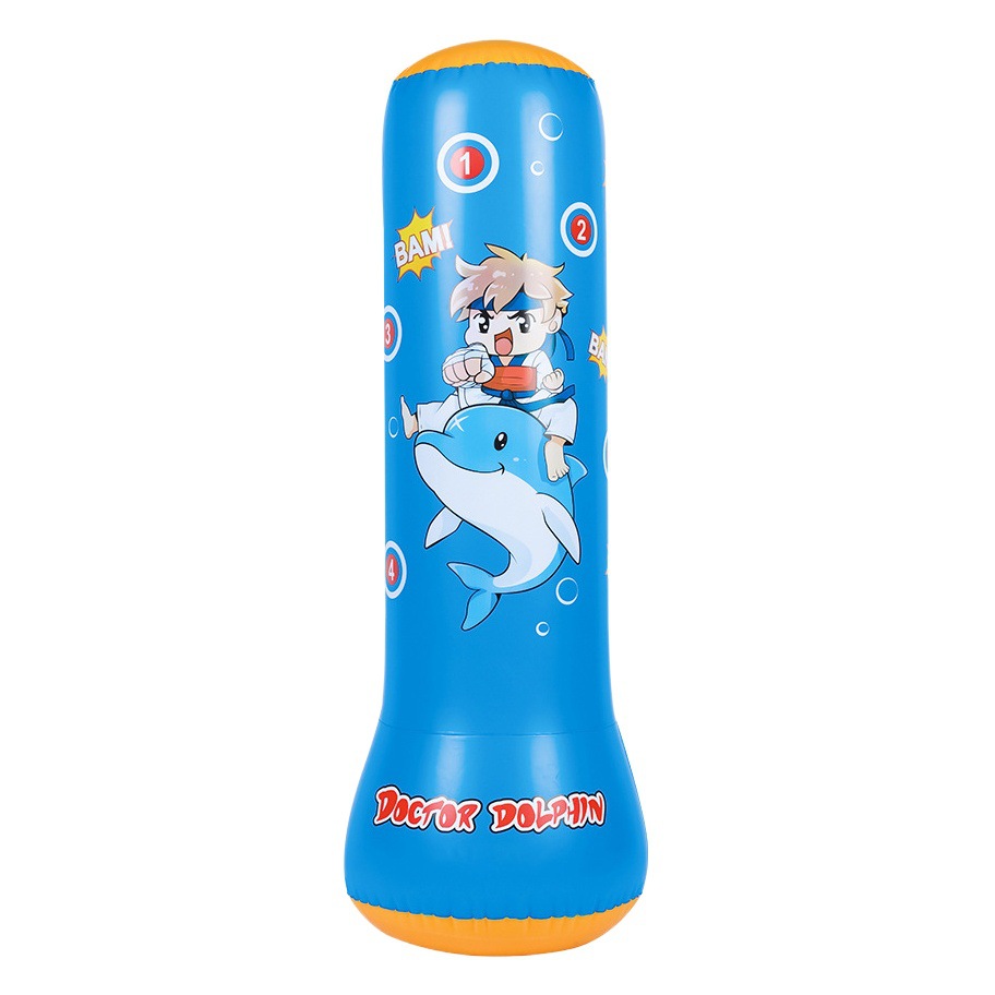Doctor Dolphin | Columna de boxeo inflable para niños 125cm Columna de boxeo para niños Vaso vertical cilíndrico