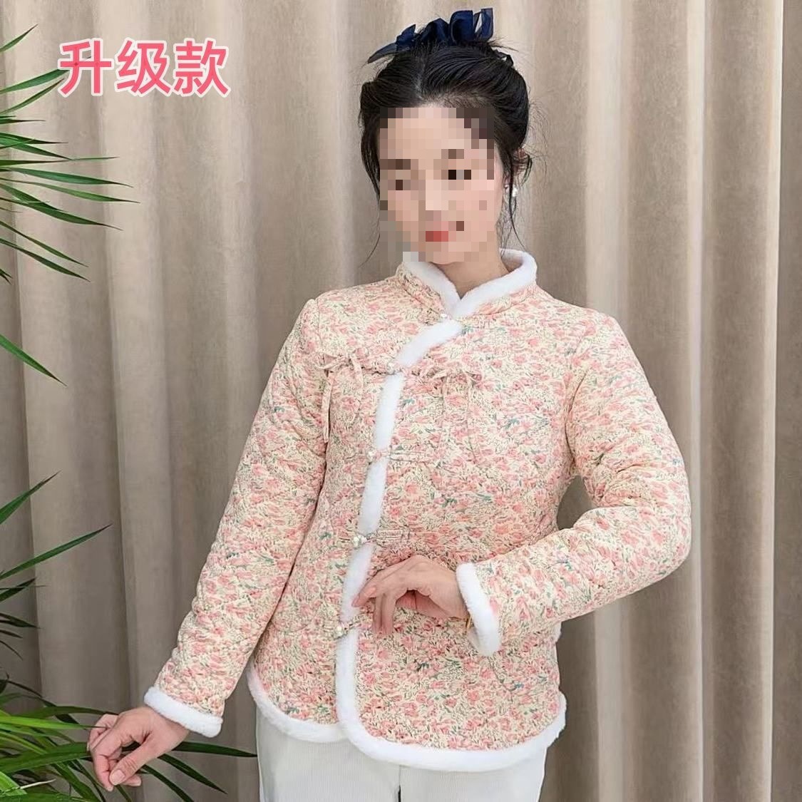 冬季网红新款碎花棉袄外套加绒加厚保暖棉衣复古民族风拜年棉服