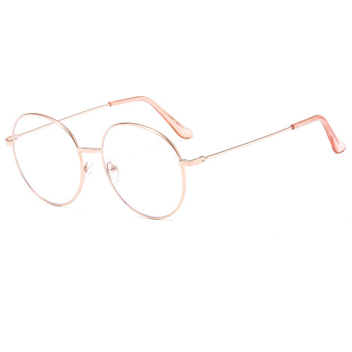 New anti-blue light flat mirror men's round frame metal myopia glasses frame women's fashion trend retro manufacturer wholesale