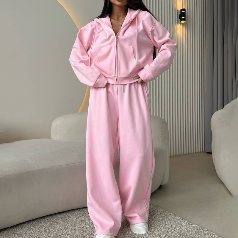 2026 Autumn European and American Cross-Border Sports Set: Long-Sleeve Zip-Up Hoodie and Drawstring Pants Two-Piece Set 2026 Autumn European and American Cross-Border Sports Set: Long-Sleeve Zip-Up Hoodie and Drawstring Pants Two-Piece Set