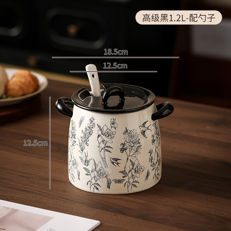 ラード缶セラミック下絵色家庭用大型高温耐性調味料ボックス調味料缶ボトルキッチンラー油肉油缶|undefined