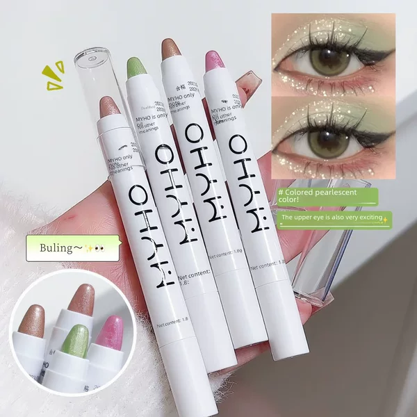 MYHO Brightening Highlights with Flash Pearlescent White Lazy Silkworm Lobby Pen Flash Eye Shadow Pen Glow Highlight Pen