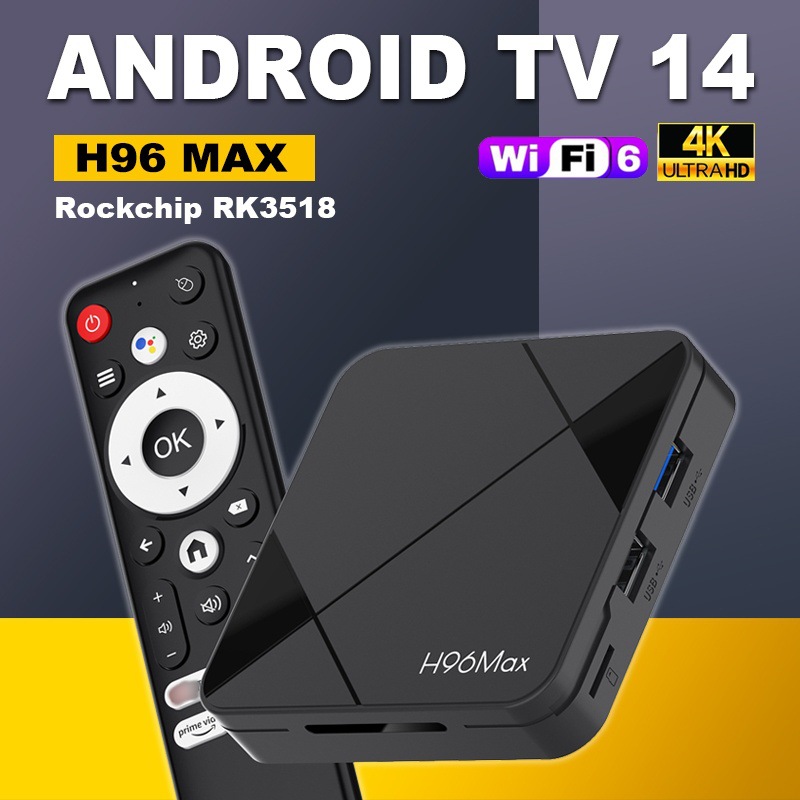Cross-Border H96Max Rk3518 Set-Top Box Wifi6 Android 14 Tv Box Bluetooth Hd Tv Box Wholesale