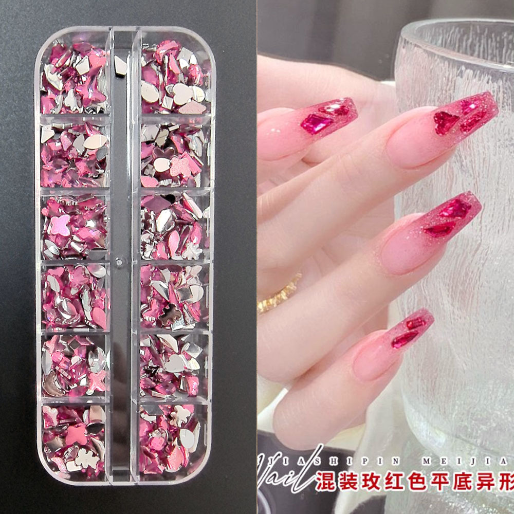 Accesorios para uñas Mini diamantes para uñas Diamantes planos de forma especial Blanco rosa champán Accesorios para uñas súper brillantes