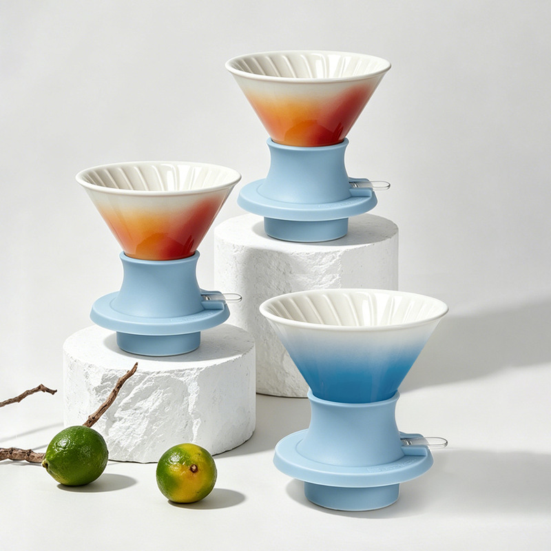 Ceramic Colorful Smart Cup Hand-Brewed Coffee V60 Extraction Set Dopamine Tea Filter Cup Drip Filter American Style