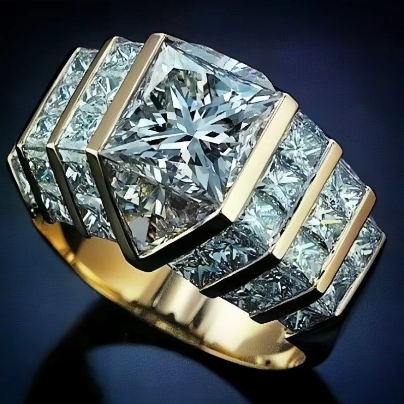 Diamond ring with stone with zircon