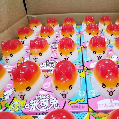Hugely Popular Three-Color Mikey Rabbit Pudding Jelly Strawberry Flavor 243g Fruit Type Cute Cartoon Dessert Snack
