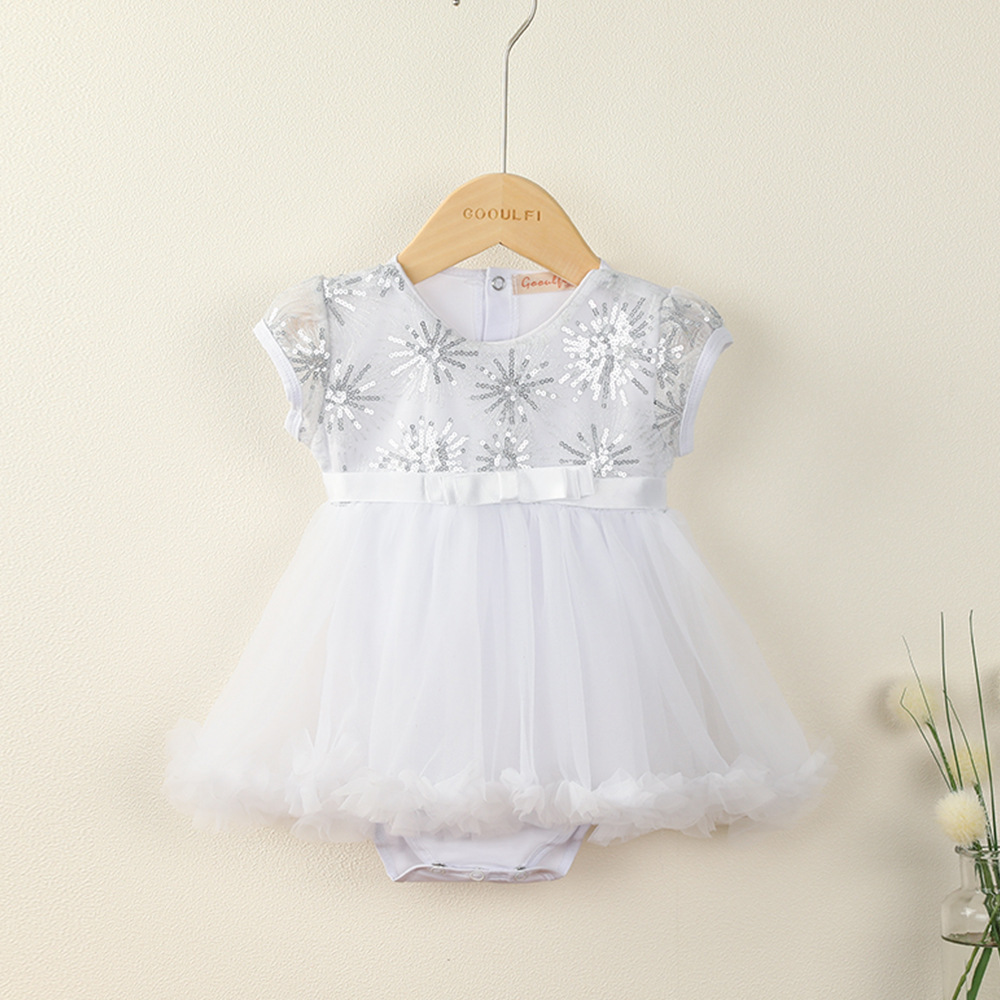 跨境专供欧美童装女裙子短袖婴儿连体衣夏季网纱女童连衣裙 2021