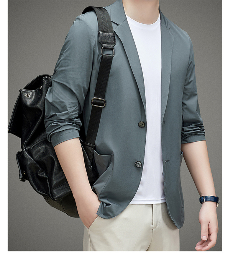 男士单西服春夏季轻薄款冰丝防晒衣高级感商务新款休闲小西装外套详情30