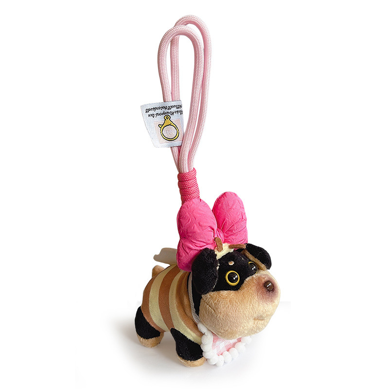 Niedliche Biene Welpen Tasche Anhänger für Mädchen Plüsch Puppe Schnalle Spielzeug Nische High-End-Rucksack Dekoration_voghion.com