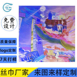 源头工厂丝巾定制加印图案logo文字丝巾厂家订制仿真丝丝巾定做