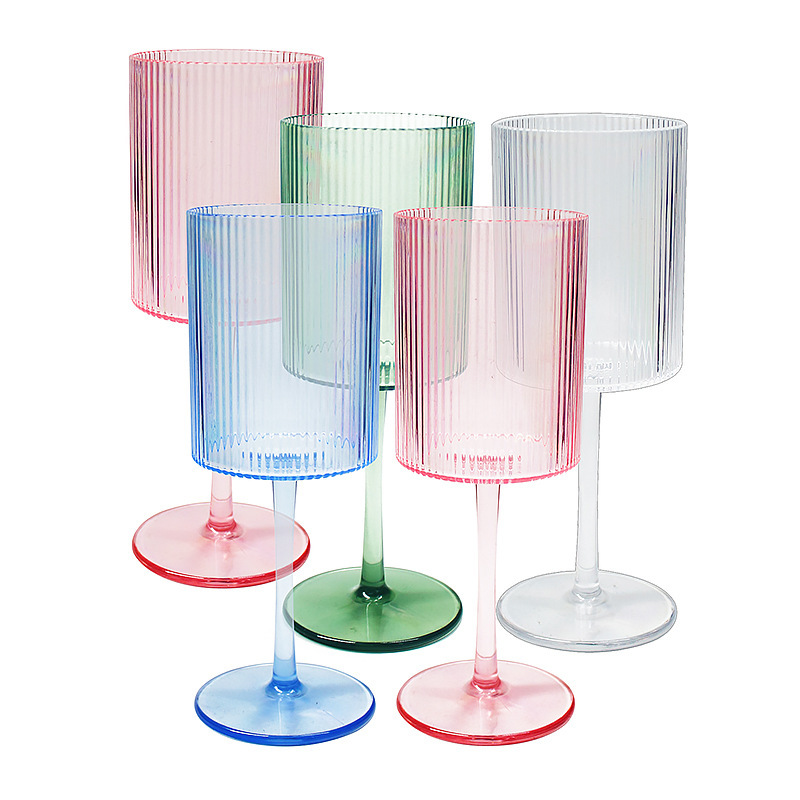 Cross-Border Hot-Selling Striped Wine Glasses, Reusable Transparent Blue Disposable Champagne Glasses for Weddings and Parties Cross-Border Hot-Selling Striped Wine Glasses, Reusable Transparent Blue Disposable Champagne Glasses for Weddings and Parties