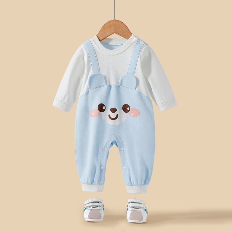 Bebé recién nacido mono puro algodón primavera y otoño hombre y mujer bebé mameluco babero mameluco ropa de luna llena 0-12month