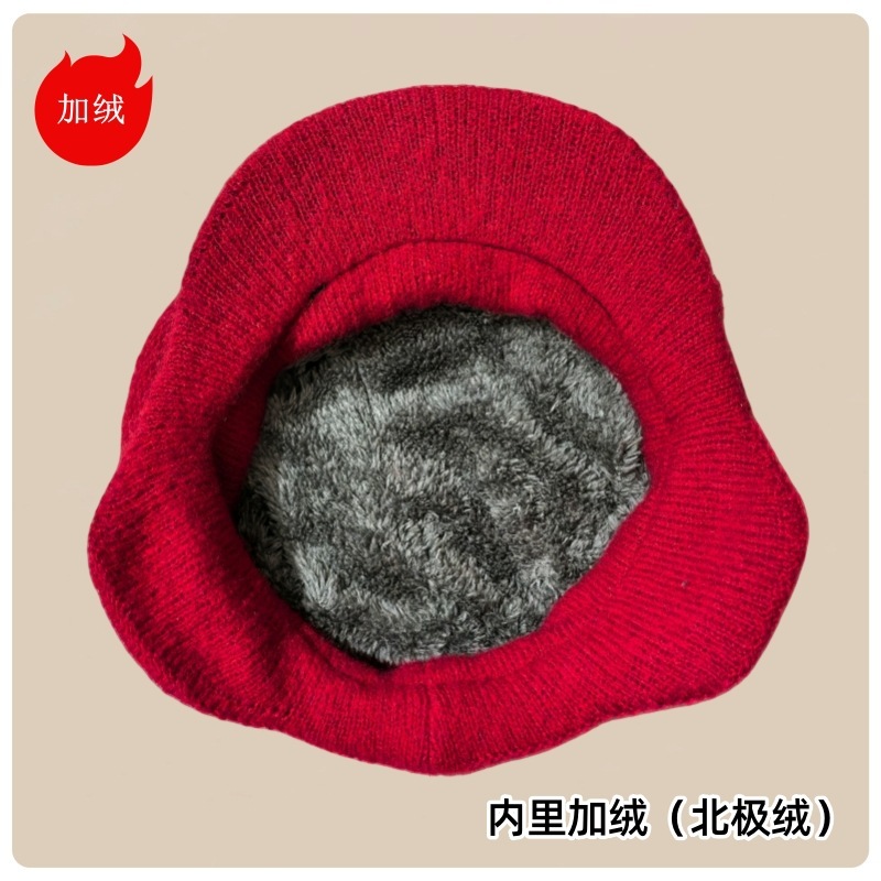 中老年帽子女冬季加绒加厚毛线帽时尚妈妈棉帽户外保暖护耳针织帽|undefined