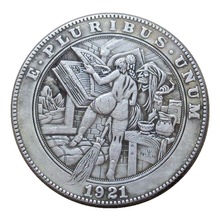 仿古工艺品1921美国流浪硬币魔法少女黄铜旧银收藏浮雕外贸HB113